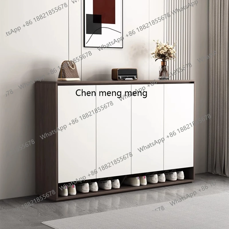 

Solid wood shoe cabinet, multi-layer large-capacity storage locker at the door of the home, integrated with the wall