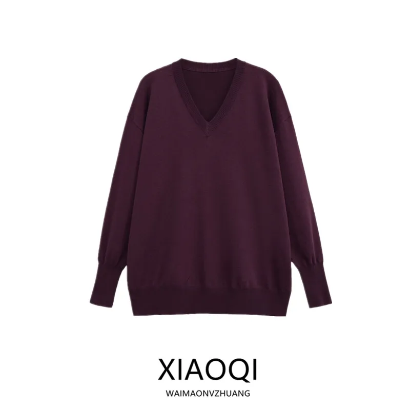 

2025 Autumn New Arrival Women's Knitwear Long Sve Loose V-Ne Commute Friendly Faion Casual Comfortable Fit