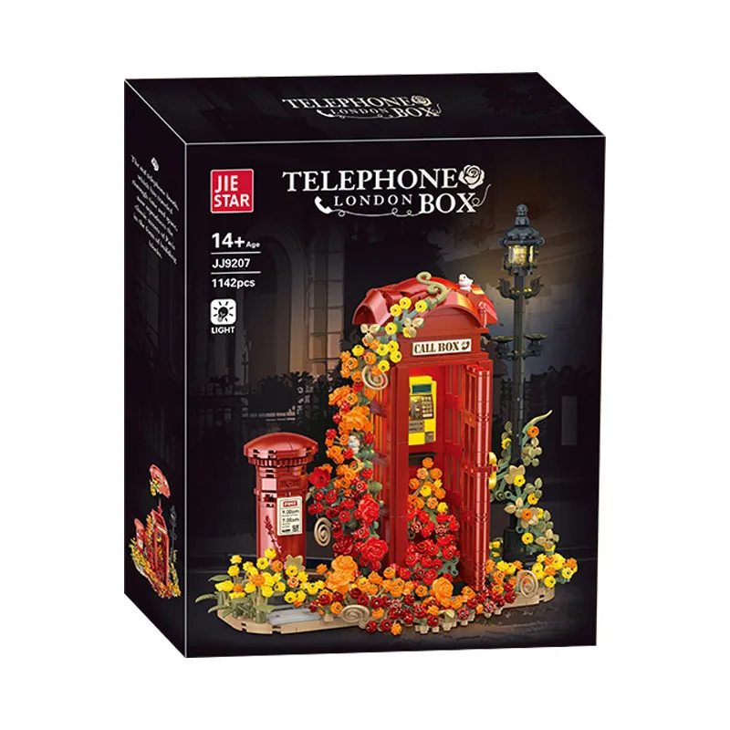 

В НАЛИЧИИ JJ9207 MOC уличные телефонные кобудки с цветочной тематикой, строительные блоки, кирпичи, сборная модель, сделай сам, детские игрушки, рождественский подарочный набор