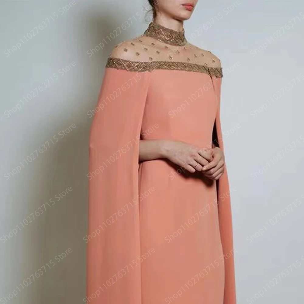 Robe de Soirée Longue et Élégante avec Perles pour Femme, Tenue Droite à Col Haut, Longueur au Sol, pour Bal de Promo, Gala de Mariage, Événements Spéciaux, 2024