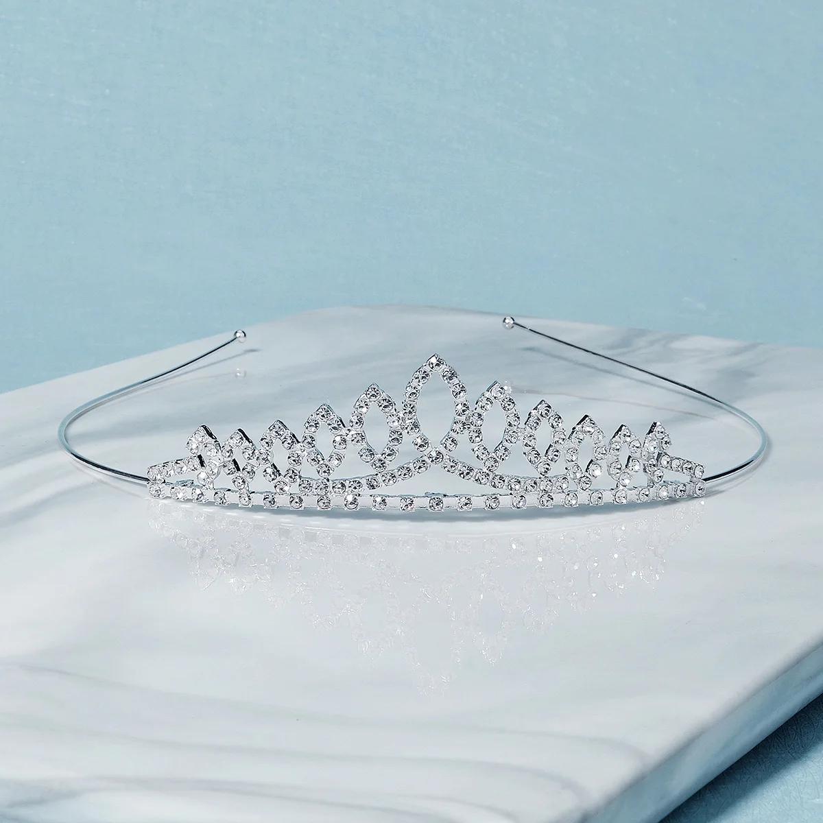 Silber Elegante Einfache Strass Kristall Krone Hochzeit Party Tiara Für Frauen Kleine Blume Mädchen Prinzessin Haar Bands Kopfschmuck – Detail 9