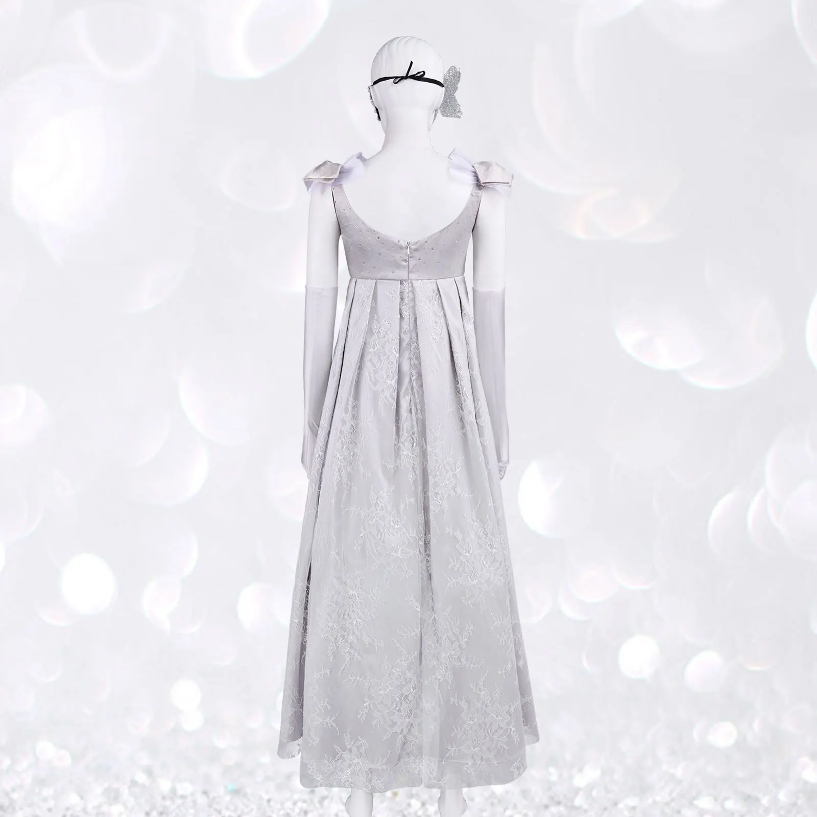 Vintage Elegantes Damen-Cosplay-Kostüm im Regency-Stil, langes Spitzenkleid, Maske, Handschuhe, Halloween-Party, Hochzeit, Maskerade-Outfit – Detail 3