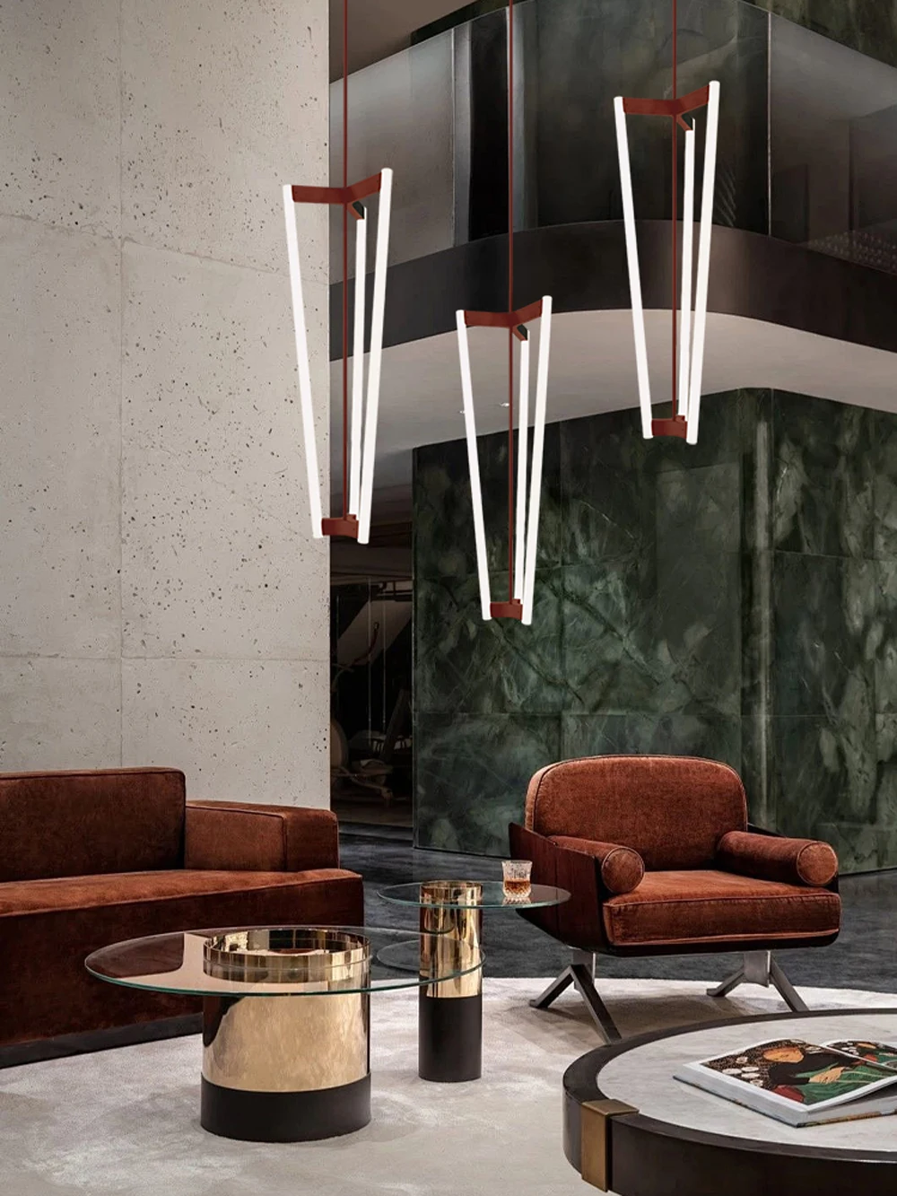 Home Geometric Black Brass LED Pendant Light Hanging Dinning