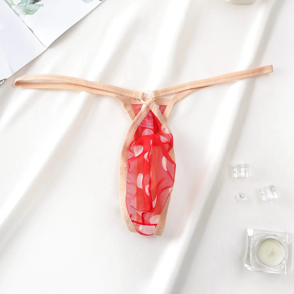 

Men Mesh Sheer Thin Strap Underwear Breathable Thongs Quick Dry T-Back Femboy Bulge Pouch Briefs Exposed ButtG-String Underpants
