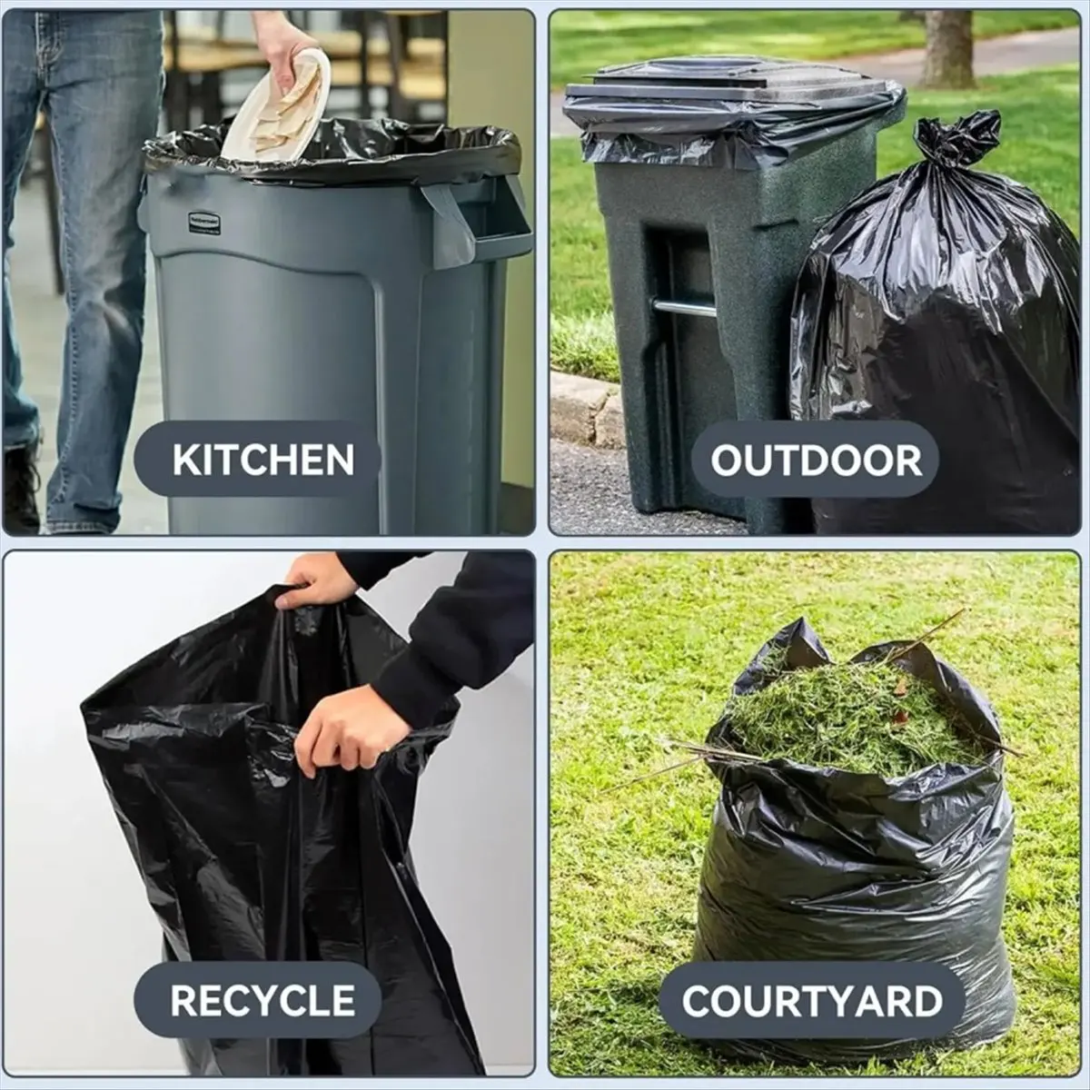 A60P 100pcs Property Management Garbage Bags Large Sanitation Garbage Bags Flat-Top, Thickened, Oversized Plastic Bags