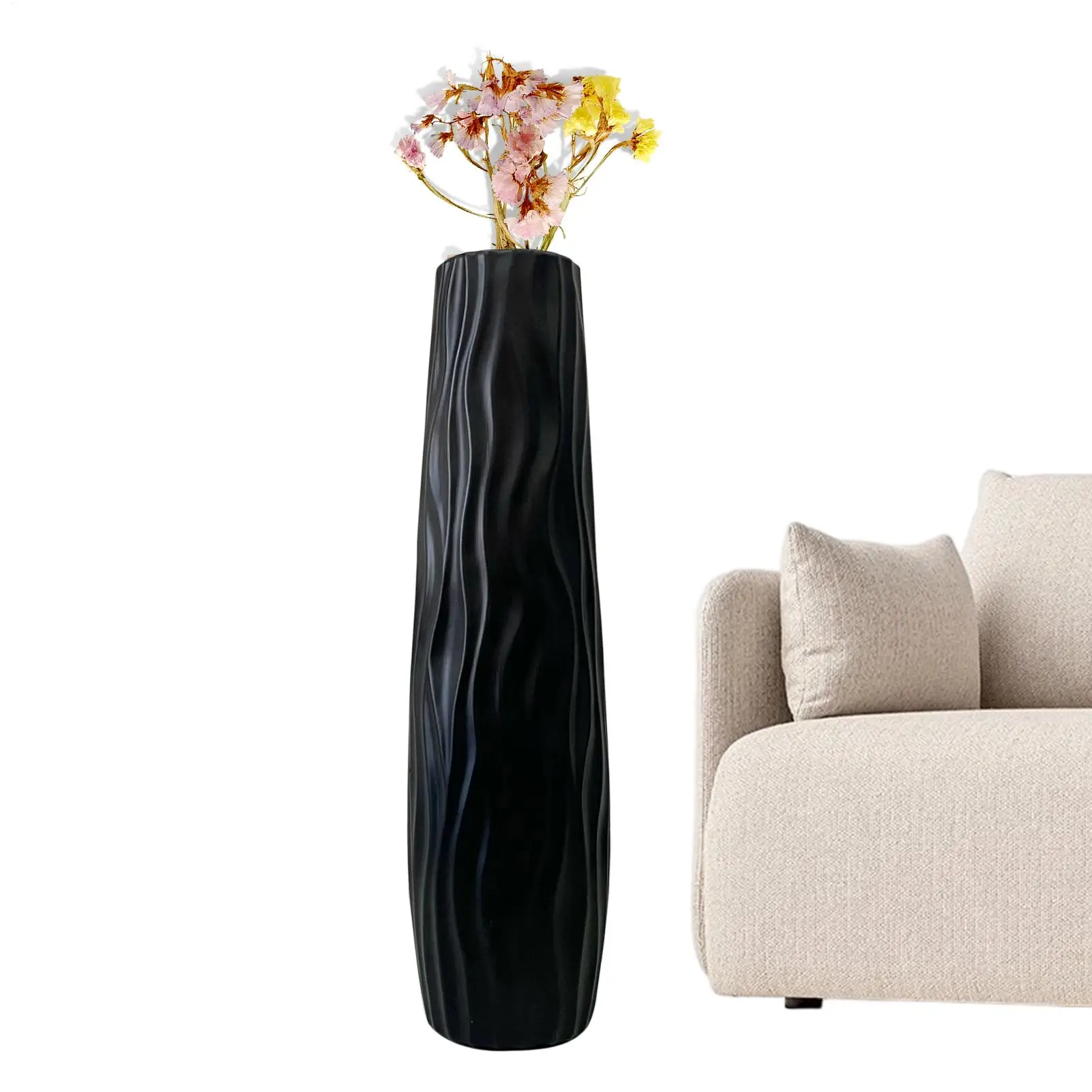 Large Floor Vase Textured Standing Decoration Standing Hydroponic Vase for Home Living Room Kitchen Bedroom Dining Entryway
