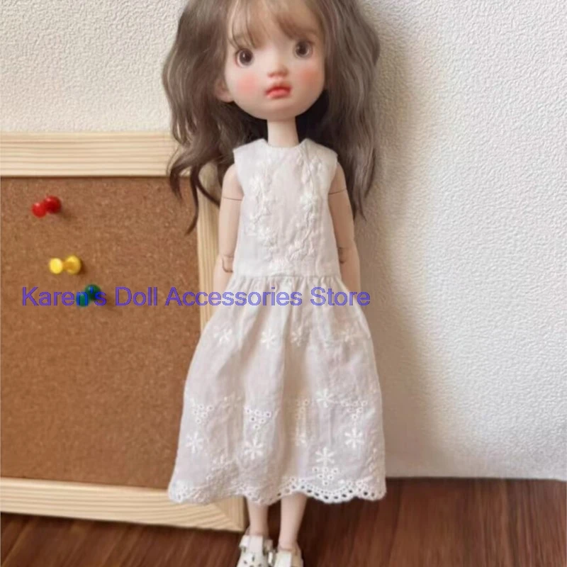 2026 1pcs white Simple Retro Embroidery one-piece dress for Blythe/landoudou(Fit for Lulu,ymy24,Ob22,24,26,zone, Jenny)
