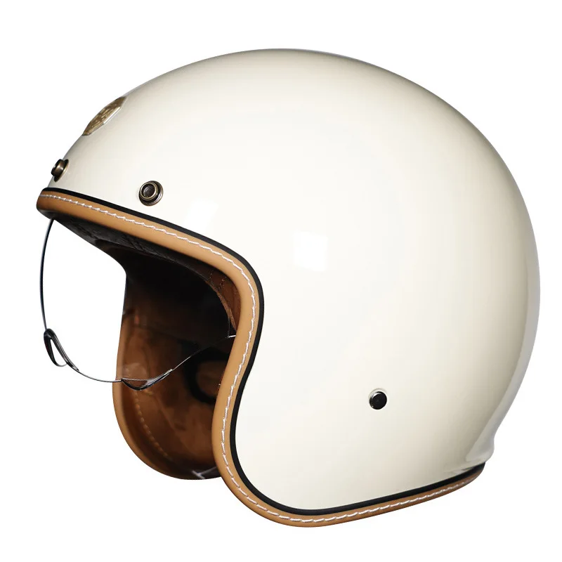 Open Face Helmet DOT Approved Retro 3/4 Motorcycle Helmets Jet Helmet Men Women Vintage Low Profile Open Racing Helm ABS Shell