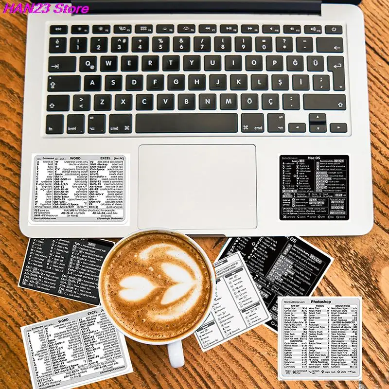 Autocollant de raccourci de Guide de clavier de référence rapide de Windows + Word/Excel (pour Windows)/Adobe Photoshop adapté pour ordinateur portable ou PC 30 pièces/ensemble