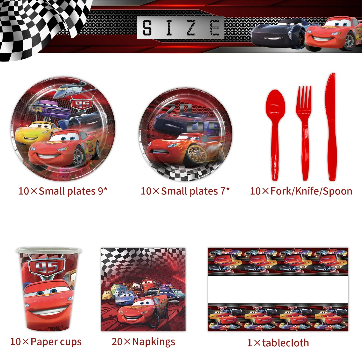 Cars Birthday Party Decorations Kids Favor Lightning McQueen Tablewares Balloon Plates Cups Napkin Racing Car Party Supplies