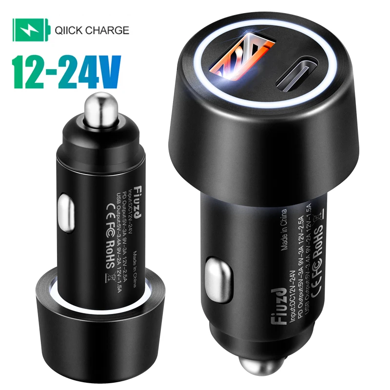 

Car Charger Dual USB Ports 36W Super Fast Charging Quick Charging Adapter for IPhone Samsung Xiaomi