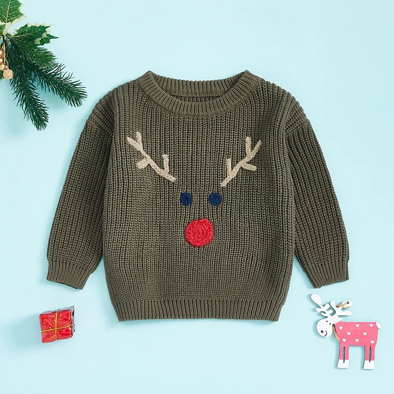 Baby Boy Girl Christmas Sweater Kids Knitwear Cotton Soft Winter Long Sleeve Baby Pullover Newborn Xmas Clothes