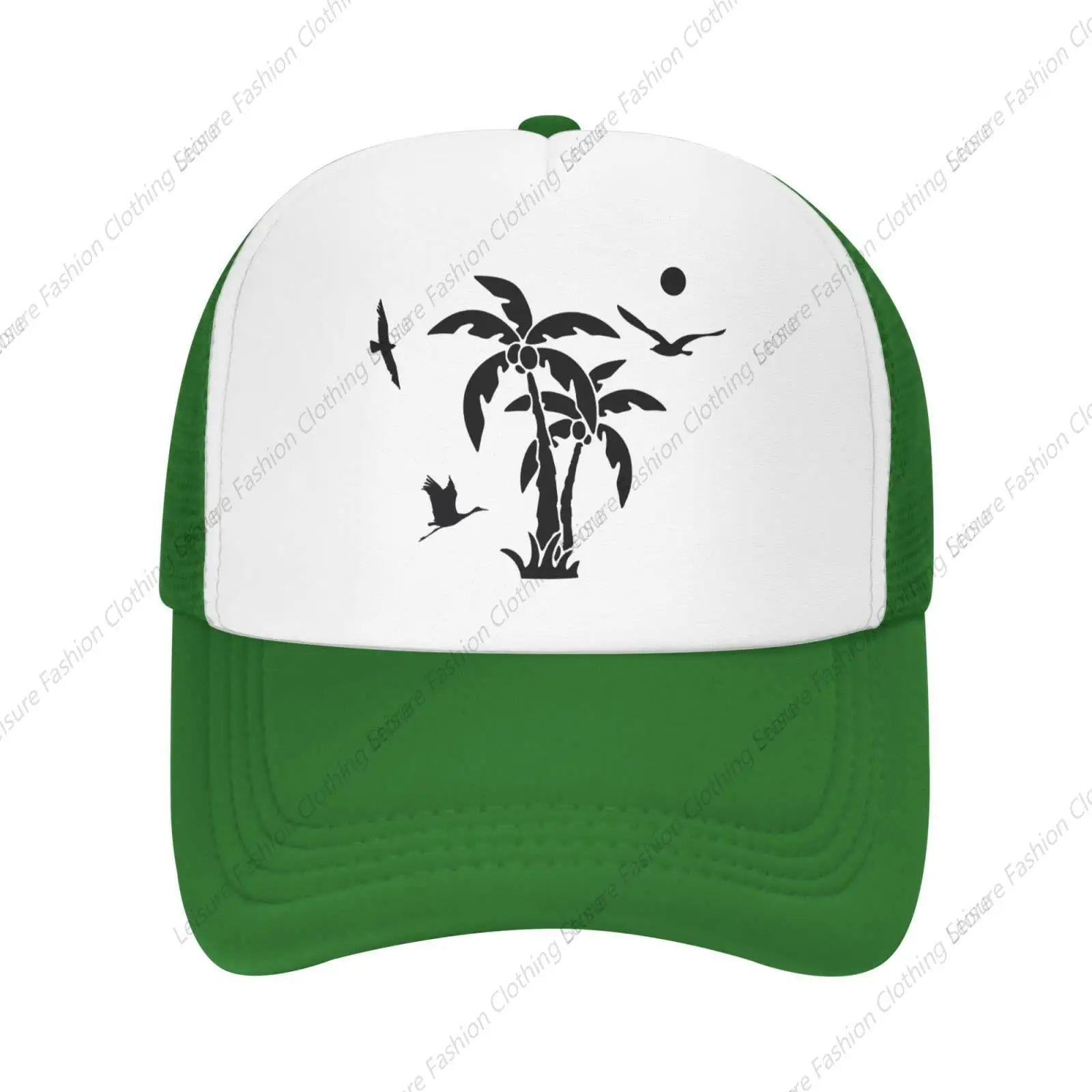 Palm Trees Flying Bird Hat Mesh Cap for Men Women Adjustable Trucker Hats Baseball Cap