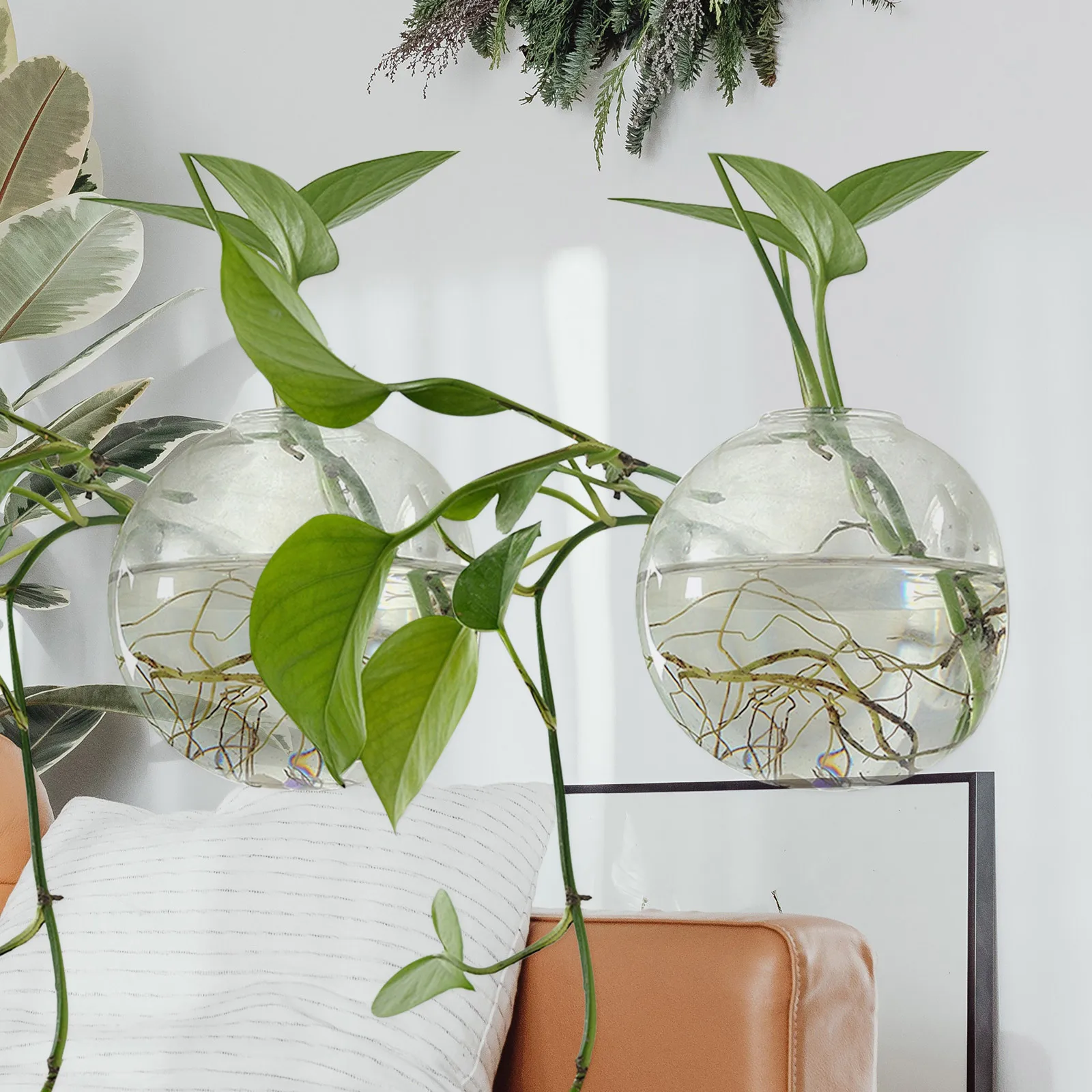 

Glass Hydroponic Vase Hanging Planter Wall Mounted Decorative Bottle for Hydroponic Plants Home Wall Flower Pot