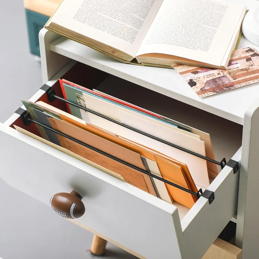 8 Pcs Metal Hanging File Brat Clips Storage Hanging Filing Cabinet Rail Clips Metal Divider Fits 1 2" Drawer Side for File Cabi