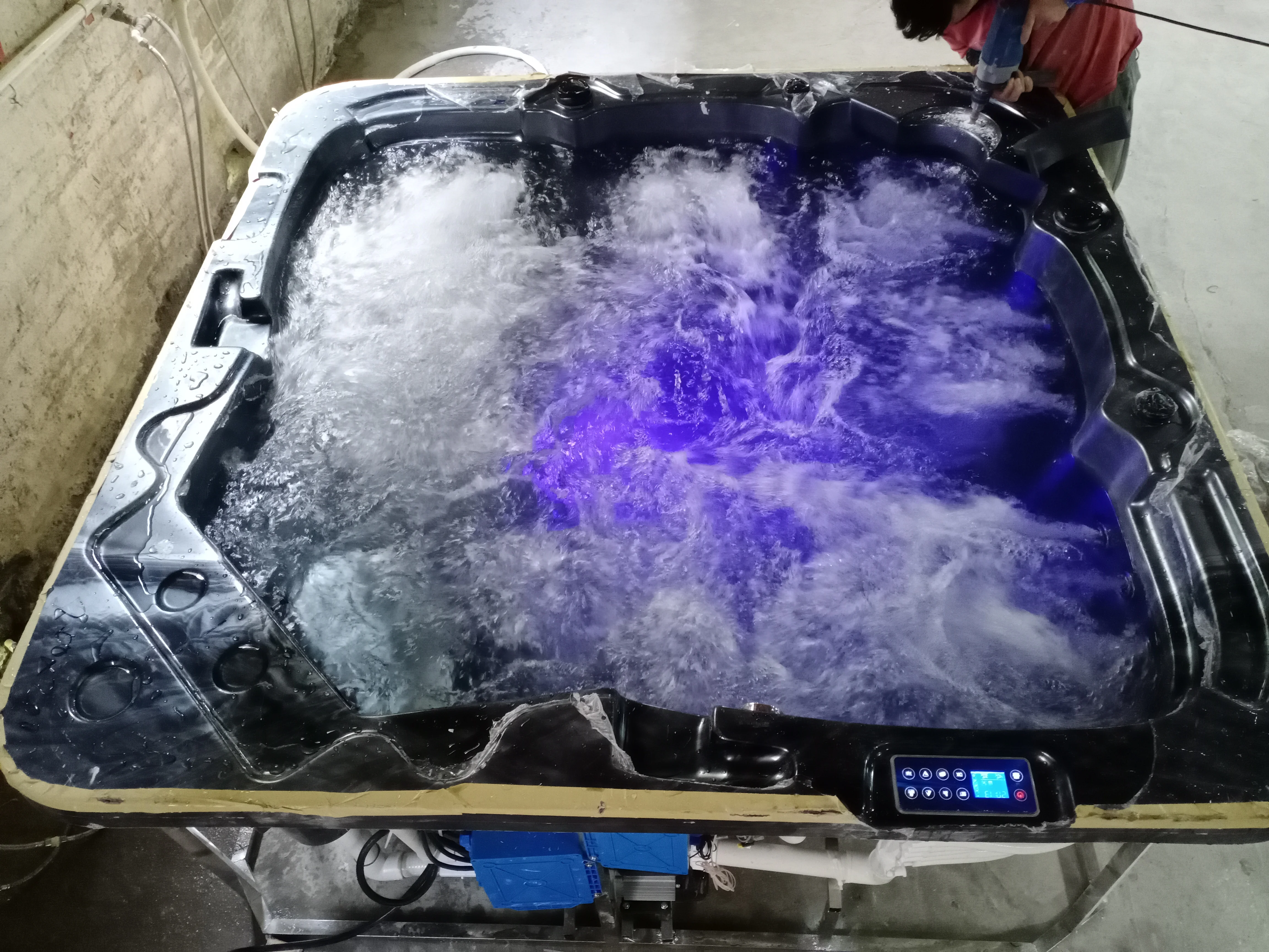 Jacuzzi de Lujo ZXHK para 5 Personas, Spa con Hidromasaje, Piscina de Masaje al Aire Libre