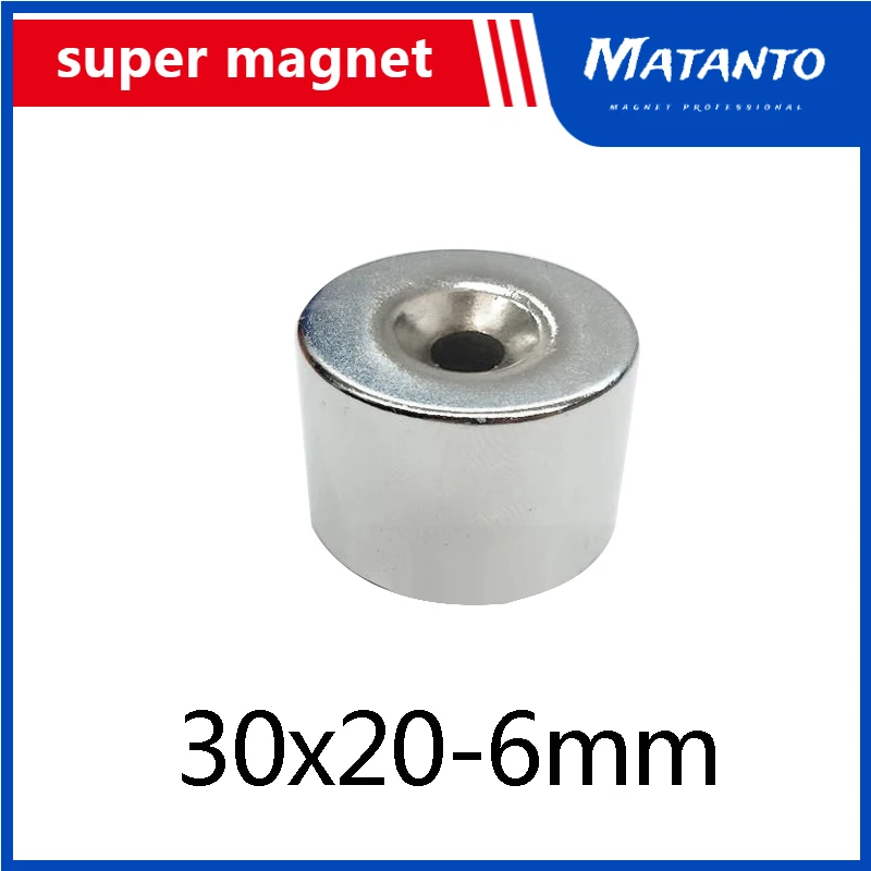 1~5pcs 30x20-6 N35 Powerful Magnets 30*20 mm Hole 6mm Permanent Round Countersunk Neodymium Magnetic Magnet 30X20-6mm 30*20-6 mm