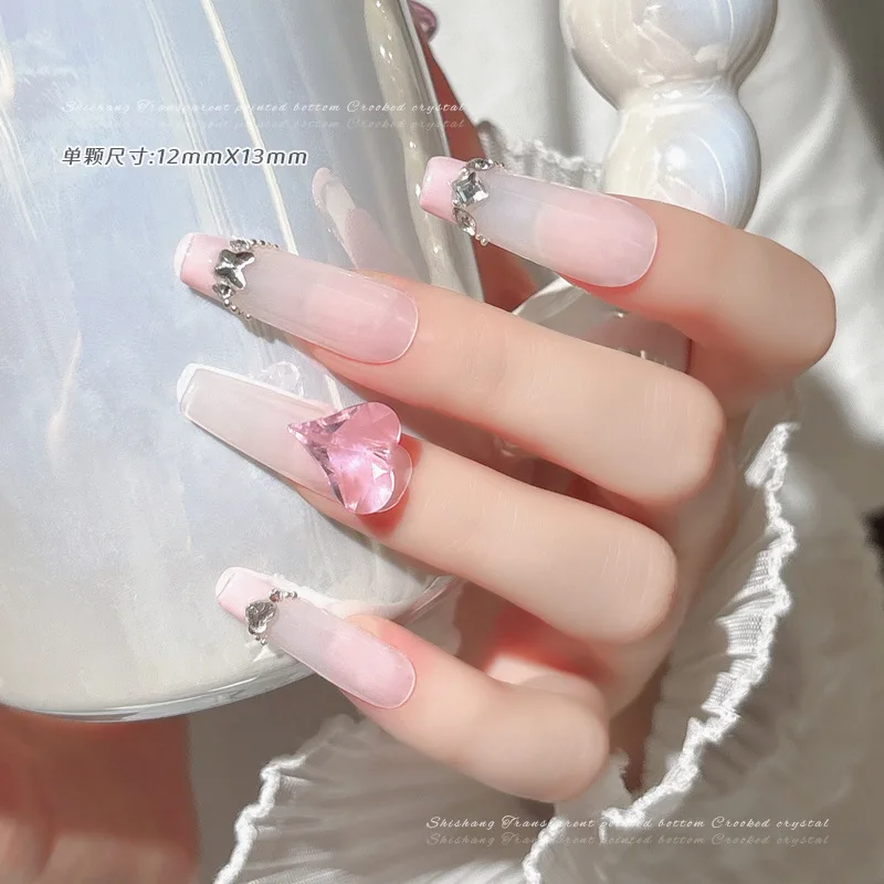 5pcs Colorful Love Heart Crystal Sparkle Drill Chic Nail Art Decorations Shiny Rhinestones Jewelry DIY Manicure Tool Accessories