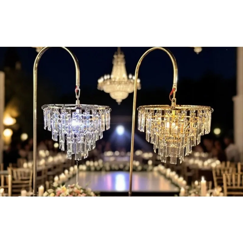 European wrought iron electroplated crystal floor lamp wedding prop lamp ice crystal strip road