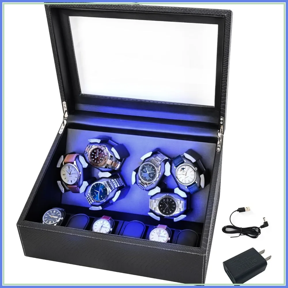 Automatic Watch Winder with Quiet Motor, Memory Foam & Stable Base
