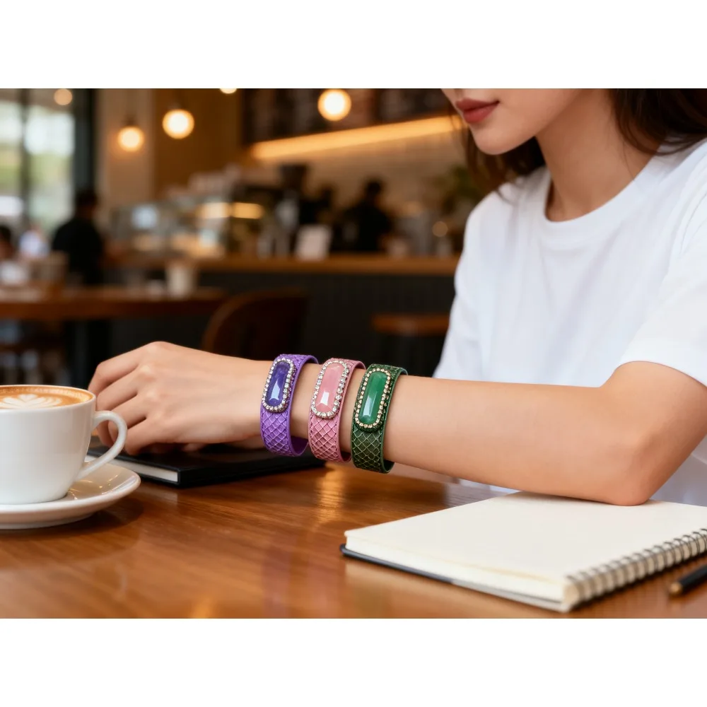 Energy Aligning Bracelet – Tiger's Eye for Protection, Amethyst for Clarity, Balance All 7 Chakras, Leather Gift