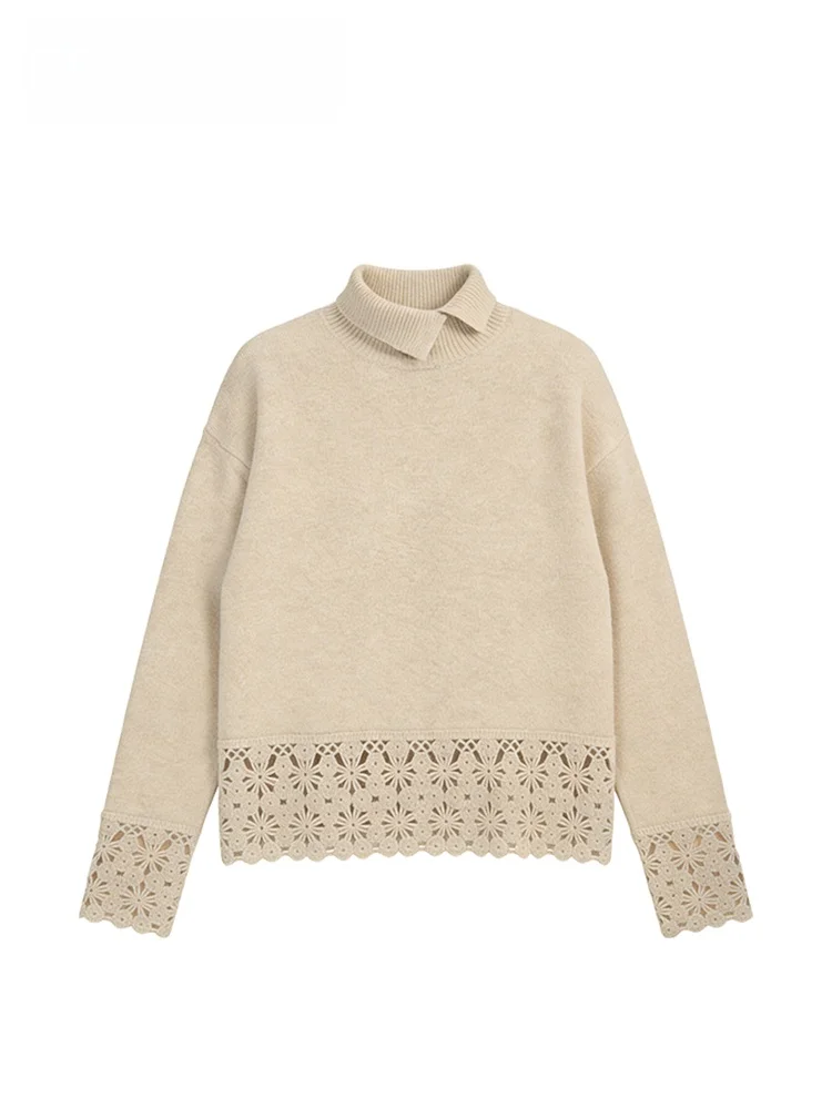 

Cara CLUB plus Size Long Sve Hollow out Collar Women's Sweater Casual Faion Top Trendy Autumn Winter plus Size Clothes