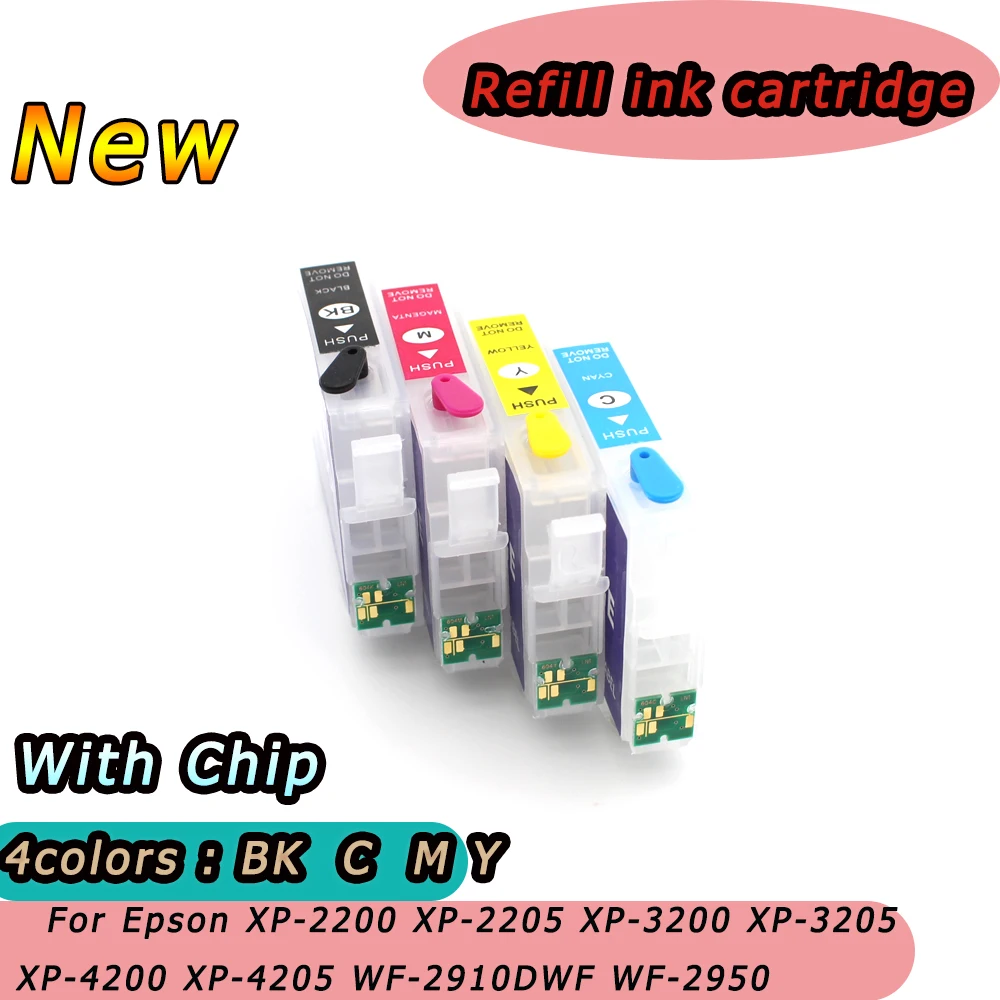 

T604 604XL Refillable Ink Cartridge with chip for Epson XP-2200 XP-2205 XP-3200 XP-3205 XP-4200 XP-4205 WF-2910DWF WF-2950