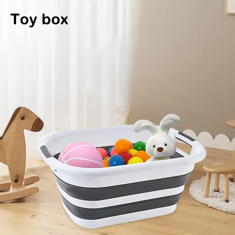 Foldable Laundry Basket Portable Basin Dirty Clothes Basket Dish Washing Bin 40L Basket Hamper Space Saving Organizer For Snack