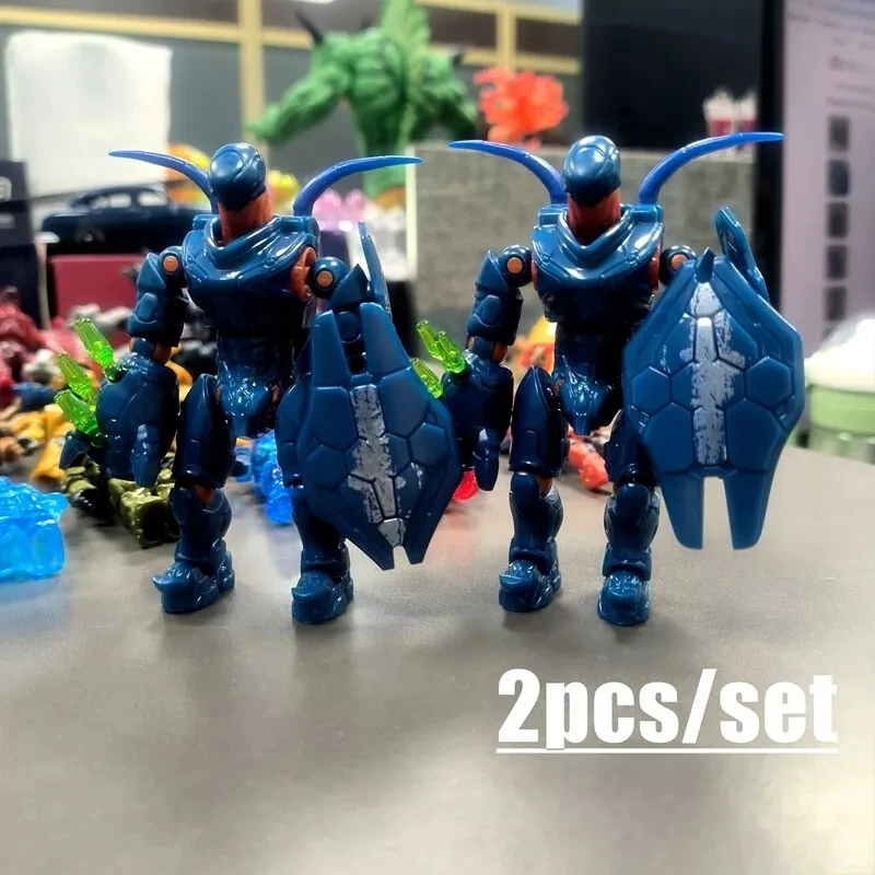 

2pcs Action Figures Blue Hunter PVC Statue Collection Assembly Soldier Finished Product Model Toys