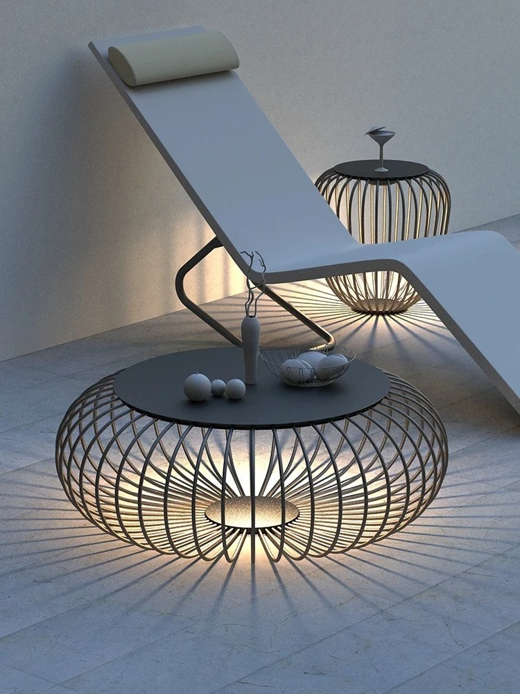 Nordic Outdoor Waterproof Floor Lights Solar Lawn Villa Grass Lamp Creative Outdoor Cage Birdcage IP65 Floor Lamp