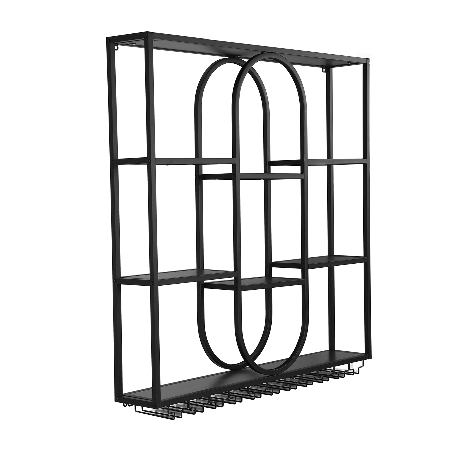 

47in 3 Tier Wall Mounted Wine Rack with Glass Holder Metal Bottle Display Wine Rack for Home Bar Dining Room Kitchen Living Room