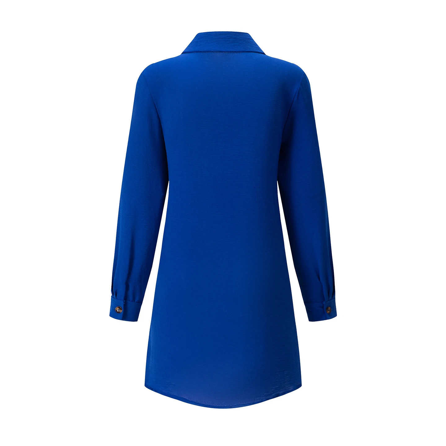 Frühling Sommer Damen Hemdkleid mit Umlegekragen, Locker Geschnittenes Übergroßes Midi-Kleid mit Knopfleiste und Seitentaschen, Lässiges Strandkleid – Detail 25