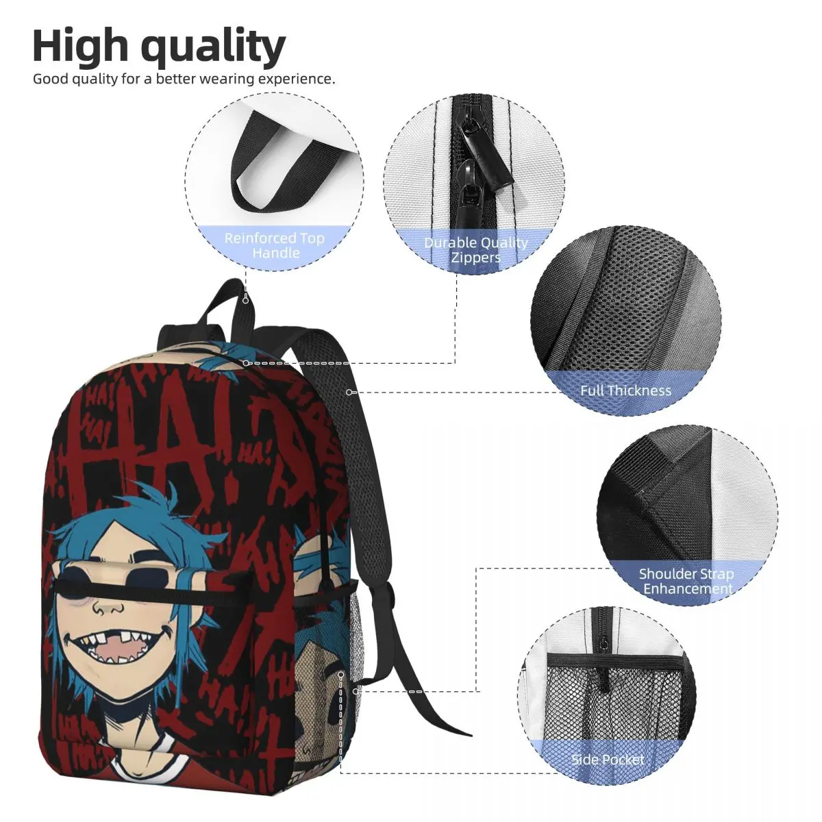 Feel Good Gorillaz Virtual Band Backpack Daypack Large Capacity Kids BookBag School Bag Shoulder Bags for Men Women