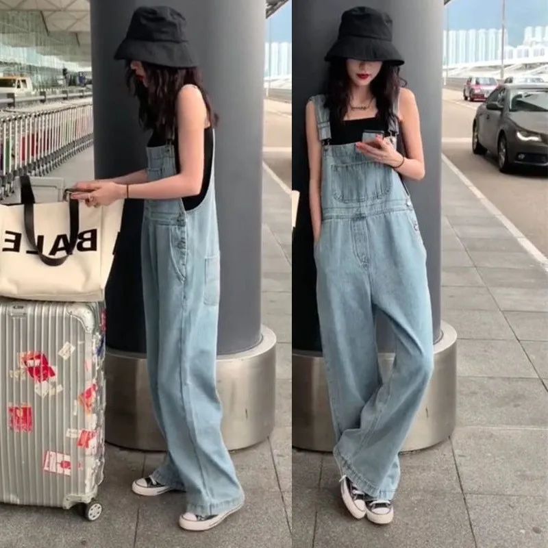 

Jean Jumpsuits Stripes Professional Westernstyle Navy Travel Taller Slimmer Graffiti Staple Check Young Connected Folds