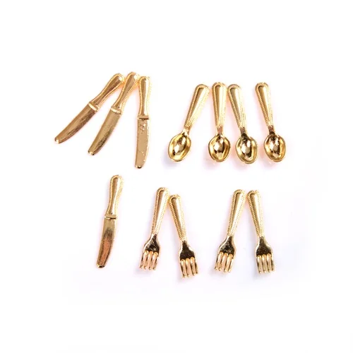 12pcs Mini Dollhouse Miniature Scene Model Doll House Accessories Knife And Fork