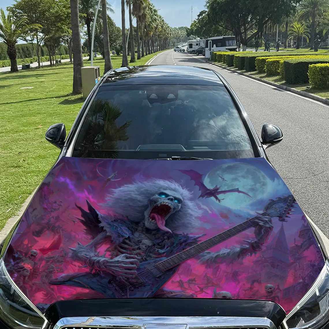 

Magic Shadow Howling Guitar Monster Pattern car hood stickers, waterproof self-adhesive, scratch resistant, easy to stick, durab