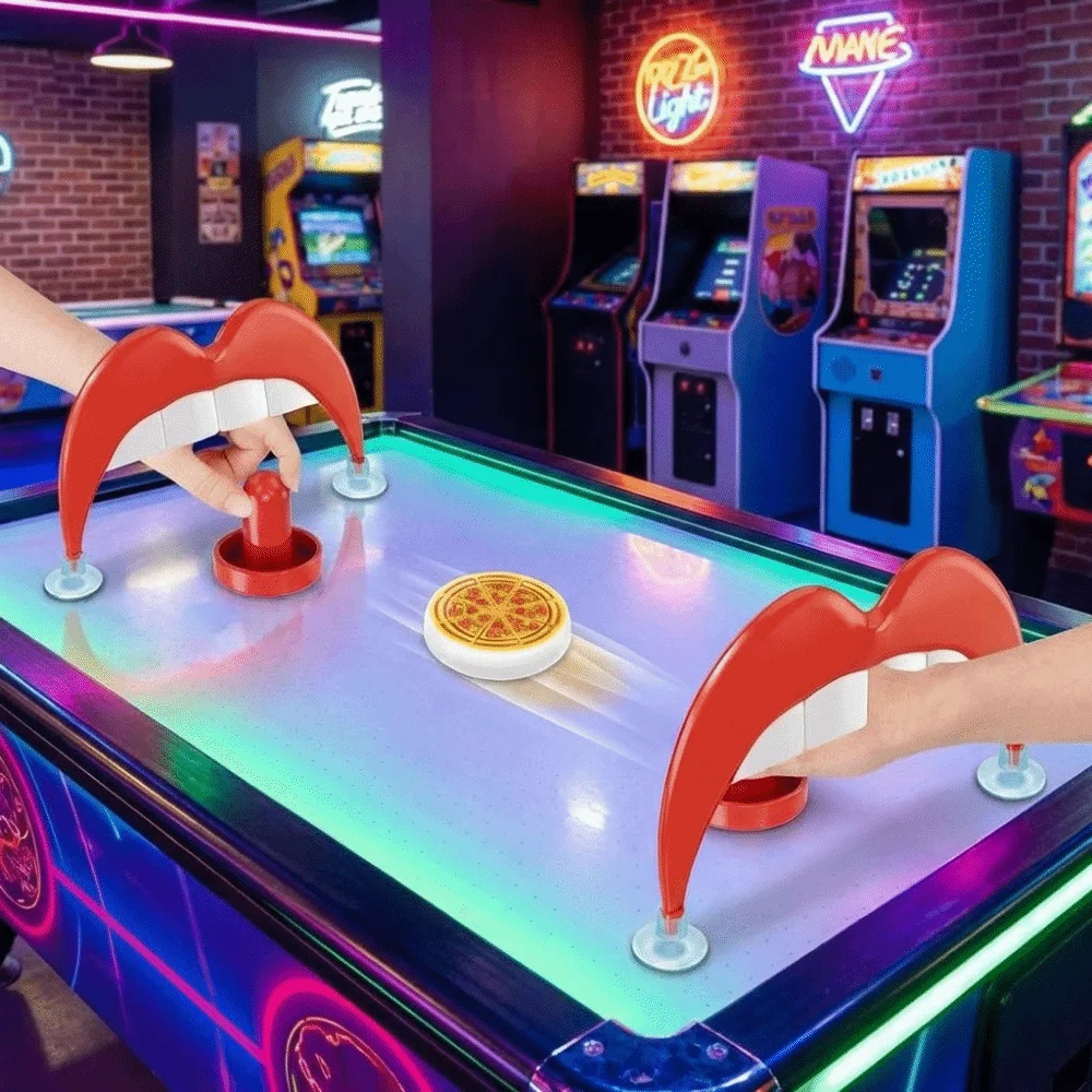 

Desktop Size Ice Hockey Board Game Push Action Competitive Play Pizza Hockey Game Skill-Based Fast-Paced Ice Hockey Toy