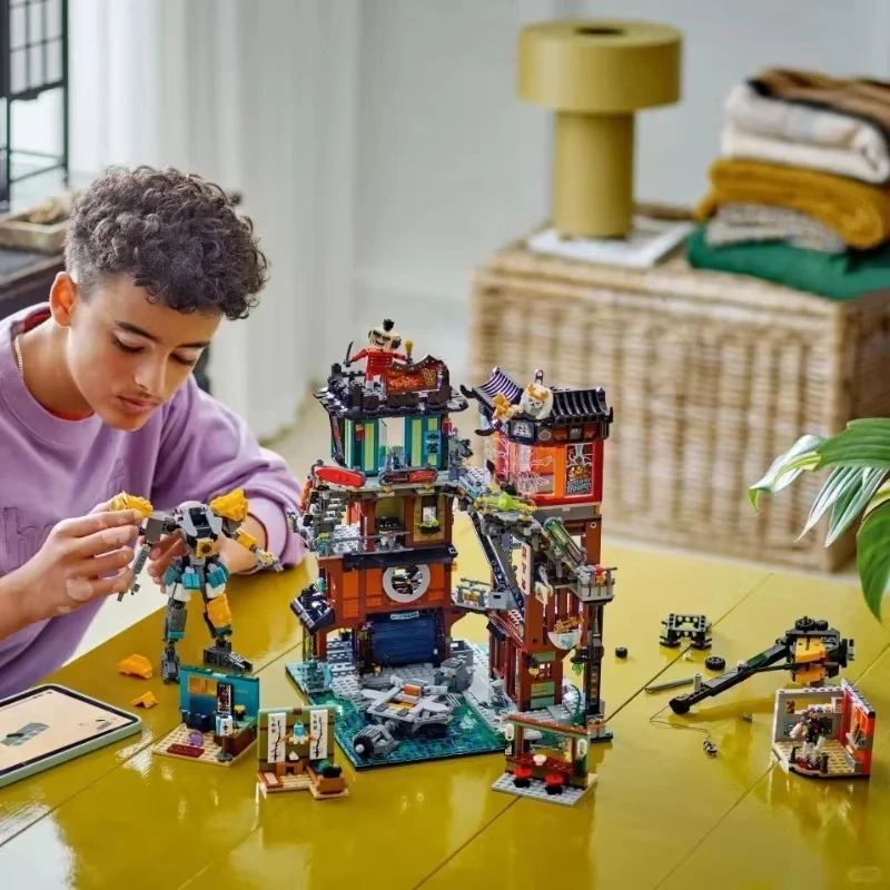 Nowe Warsztaty Miejskie Klocki Konstrukcyjne Widok Ulicy Architektura Cegły Zabawki DIY dla Dzieci Chłopców Prezenty 3244 Elementy