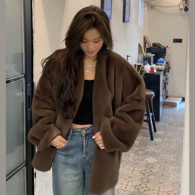 Women's Models Autumn Winter Tops Coat Faux Fur Luxury Eco-friendly Murad Thickened Warm Individuality Vintage Soft Comfortable