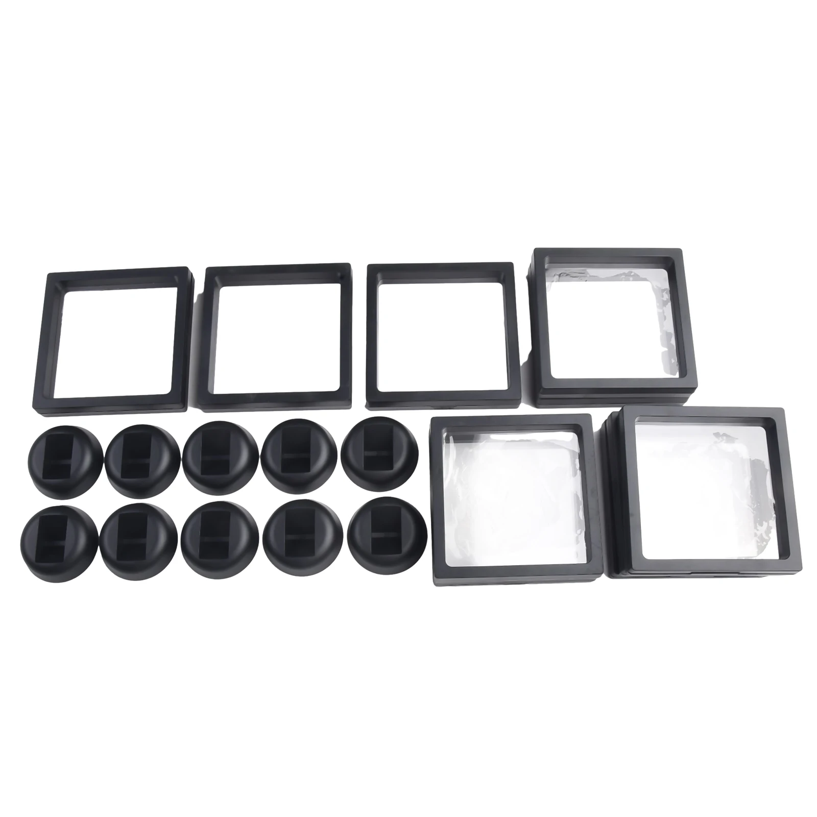 10pcs Display Box 3D Floating Frame Holder Stand Box Clear Jewelry Ring Coin Display Case Necklace Display Holder Gems Storage