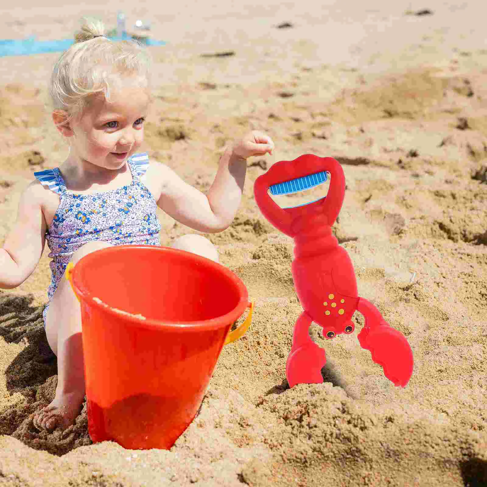 2 pçs lagosta grab brinquedos plástico praia escavador de areia crianças sandbox brinquedo para diversão leve portátil ao ar livre jogar