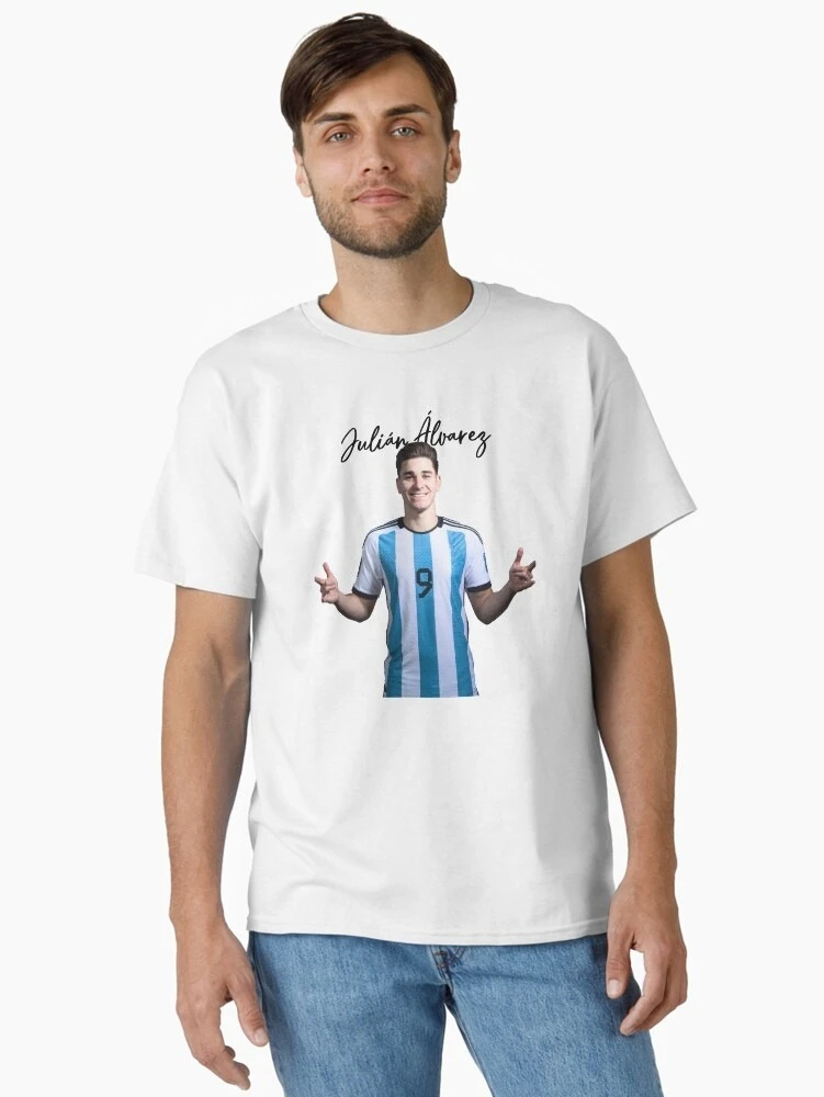 Inspired By Julian Alvarez Classic Cotton T Shirt Men Women Argentina National Team Fan Casual Graphic Tee