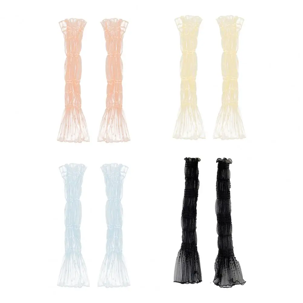 Manicotti lunghi da donna in rete ultrasottile Protezione solare UV Guanti senza dita rinfrescanti Manicotti per gambe con protezione solare in tulle di pizzo