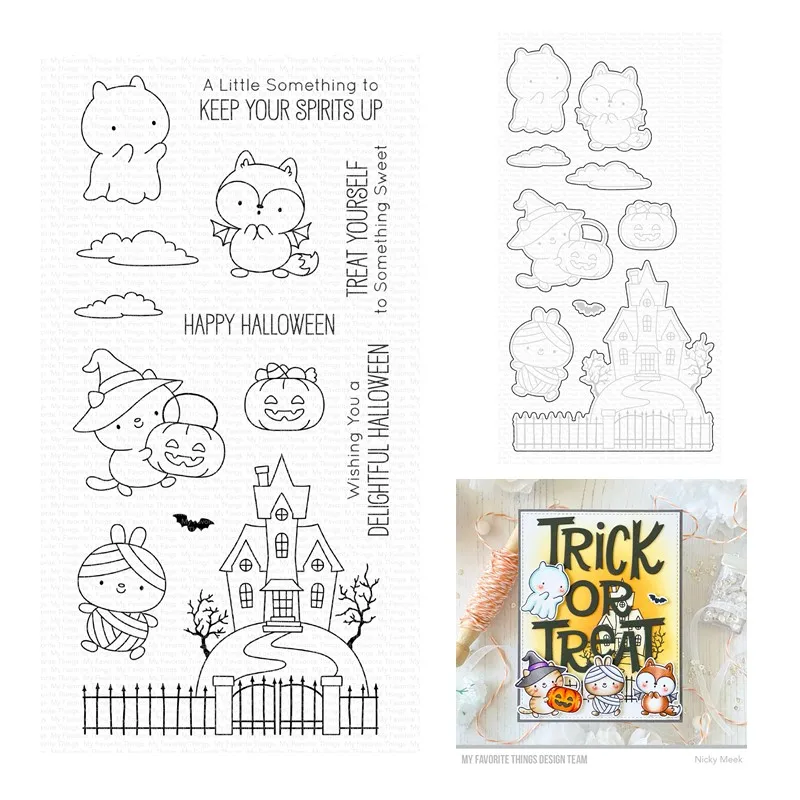 August 2023 New Delightful Halloween Pumpkin Clear Stamps Cutting Dies Scrapbooking for Paper Making Frames Card Set