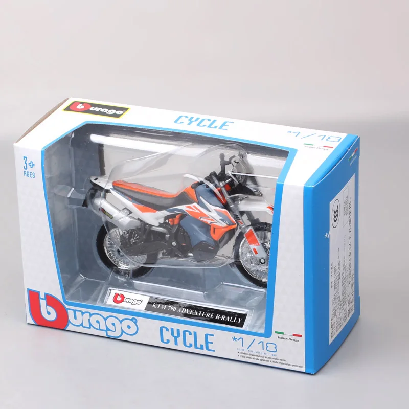 Bburago 1/18 Scale KTM 790 Adventure R Rally Bike Model Motocross Diecast Dirt Motorcycle Toy Miniatures Replicas