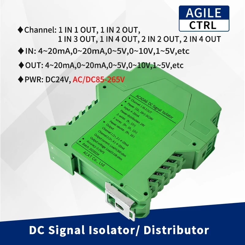 

Isolation Amplifier 4-20ma Isolated Transmitter Signal Generator Distribution Converter 420ma 010v Analog Signal Isolator Module