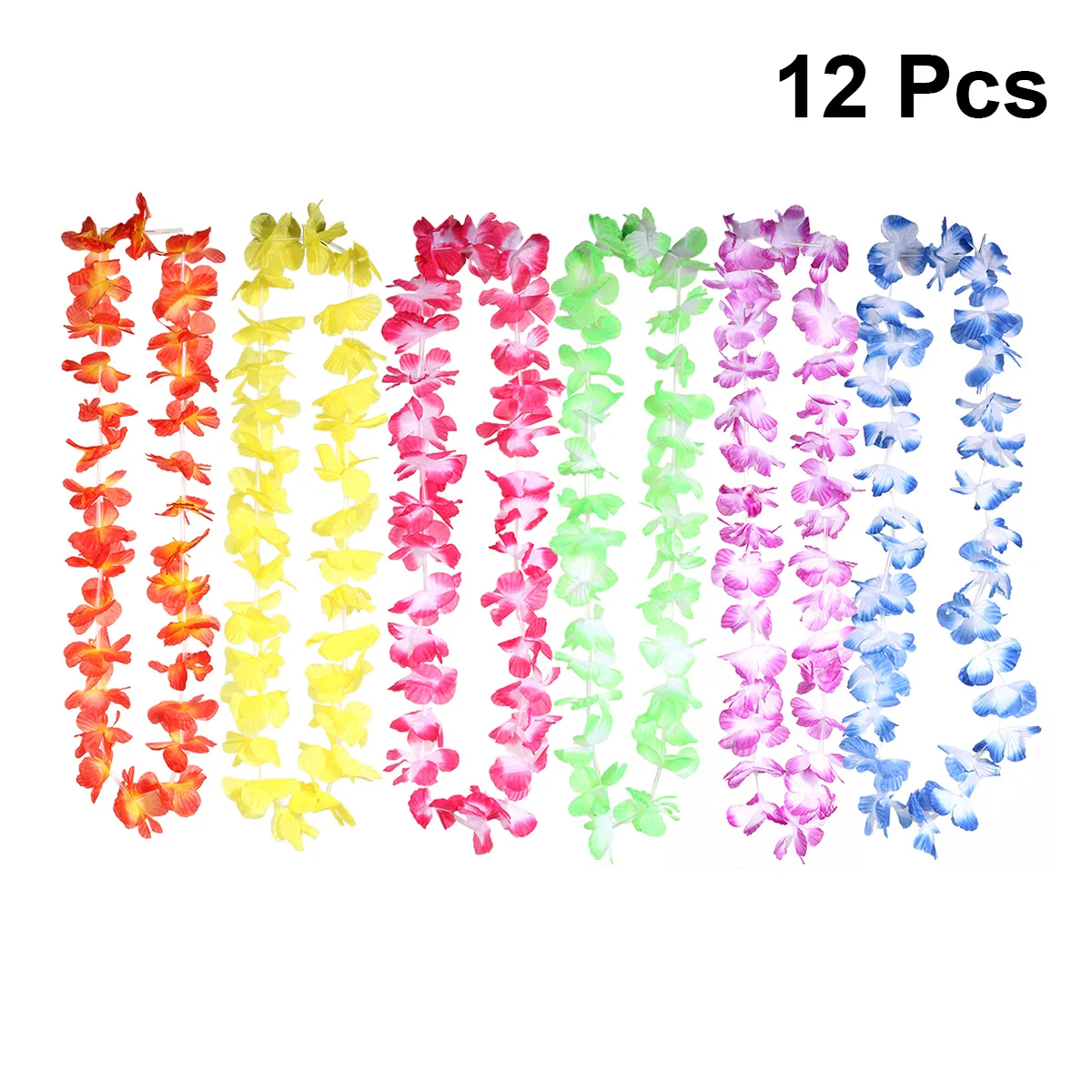 

12Pcs Hawaii Flower Garland Necklace Comfortable Luau Beach Party Decoration Colorful Flower Necklaces for Women
