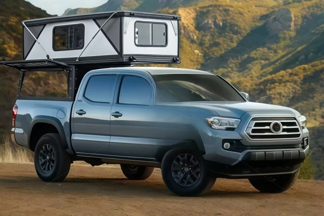 Custom Hard Shell Rooftop Tents Topper With Kitchen Pickup Truck Camper Pop up Camper for Tacoma  F150 Hilux view 3
