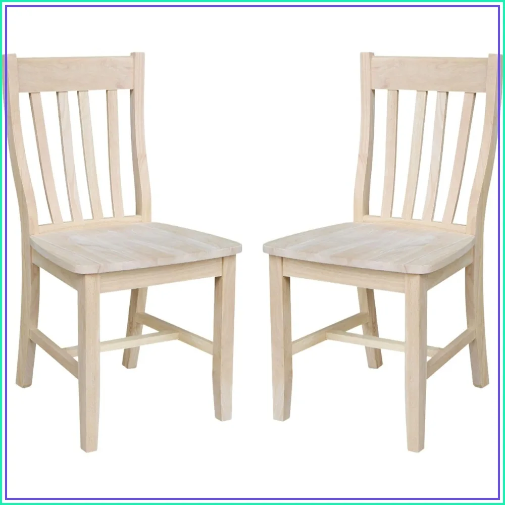 

Solid Parawood Cafe Dining Chairs, Bistro Style, Unfinished (Set of 2)