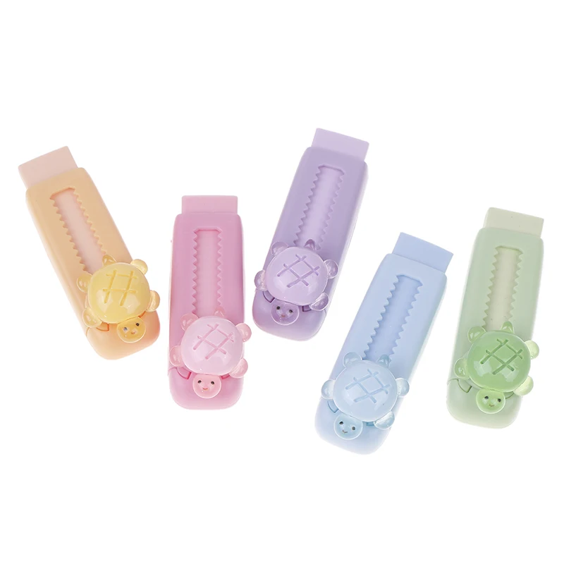 Adorable Glow-in-the-Dark Turtle Push-Pull Eraser – A Charming Cartoon Stationery Gift For Students And Children